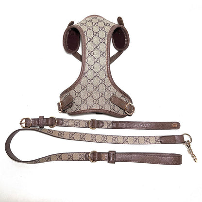 LUXURY LEATHER POOCHI HARNESS, COLLAR & LEAD