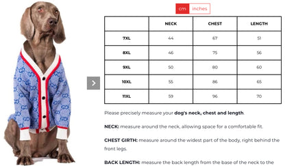 PAWCCI GG STAR CARDIGAN SWEATER FOR BIG DOGS