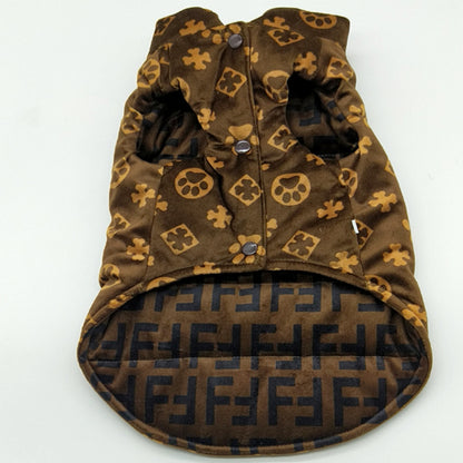 Furdi FF Monogram Designer Dog Reversible Puffer Vest