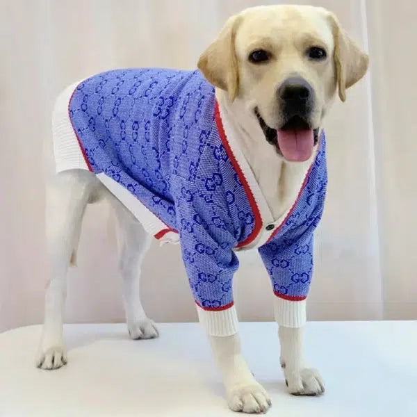 PAWCCI GG STAR CARDIGAN SWEATER FOR BIG DOGS