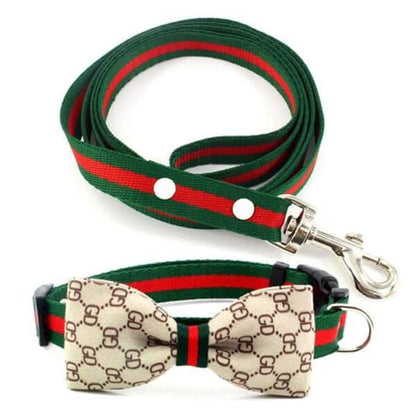 PAWCCI BOW TIE COLLAR LEASH SET