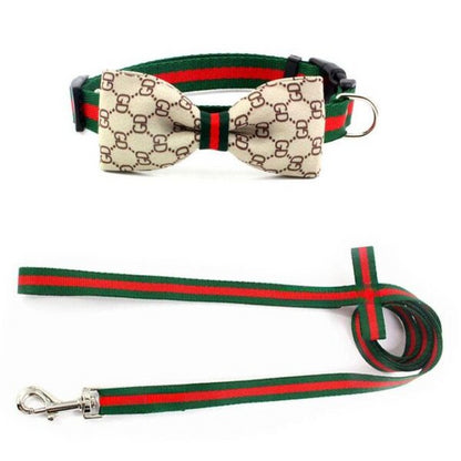 PAWCCI BOW TIE COLLAR LEASH SET