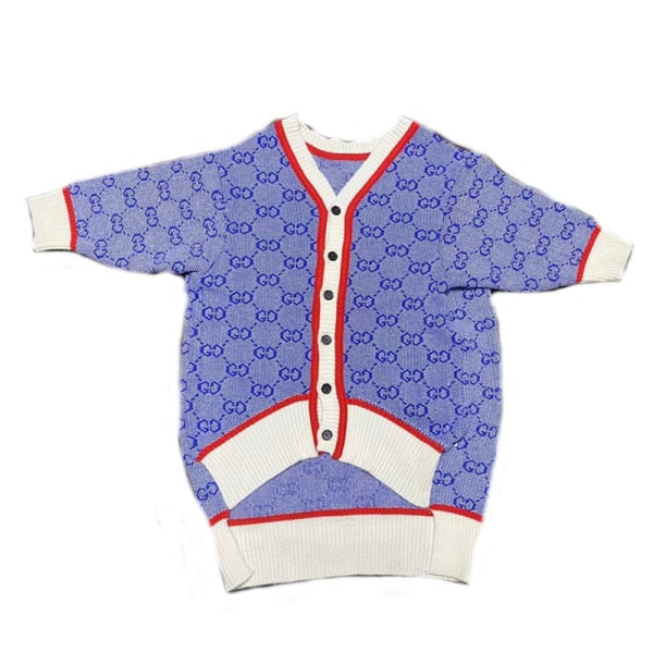 PAWCCI GG STAR CARDIGAN SWEATER FOR BIG DOGS