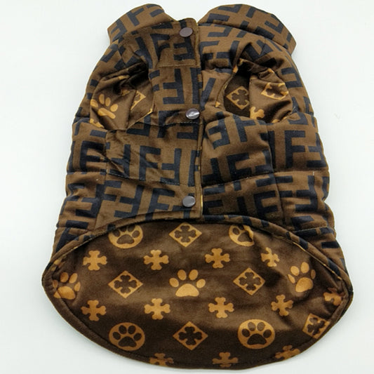 Furdi FF Monogram Designer Dog Reversible Puffer Vest