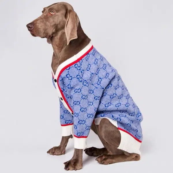 PAWCCI GG STAR CARDIGAN SWEATER FOR BIG DOGS