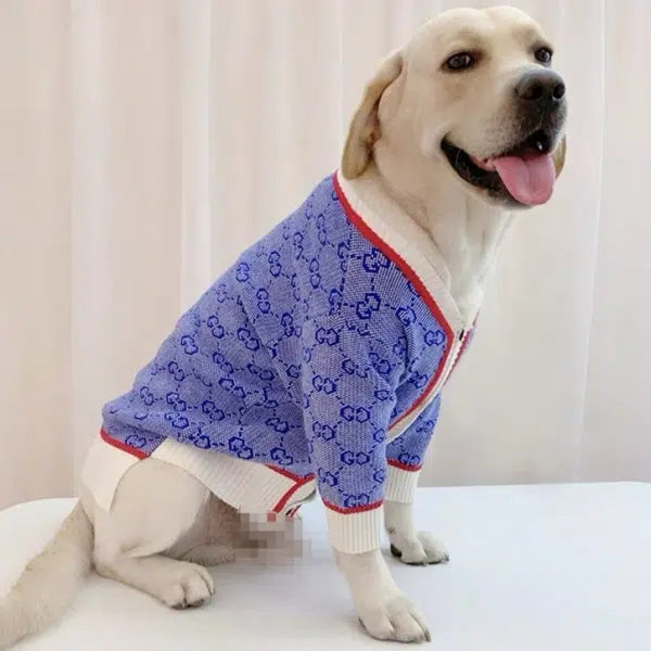 PAWCCI GG STAR CARDIGAN SWEATER FOR BIG DOGS