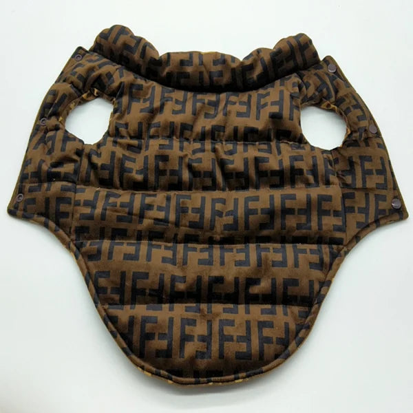 Furdi FF Monogram Designer Dog Reversible Puffer Vest