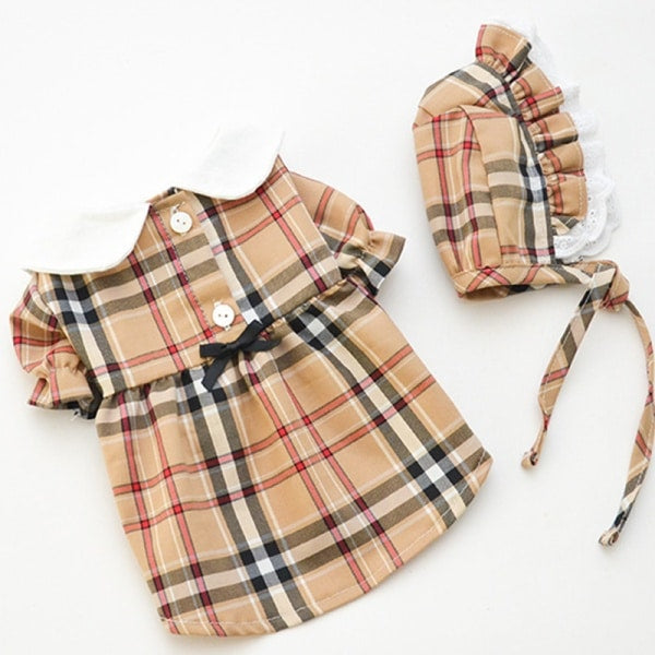 PLAID DRESS WITH KERCHIEF SET