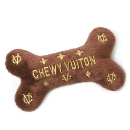 LUXURY CHEWY VUITON DOG BONE: BROWN