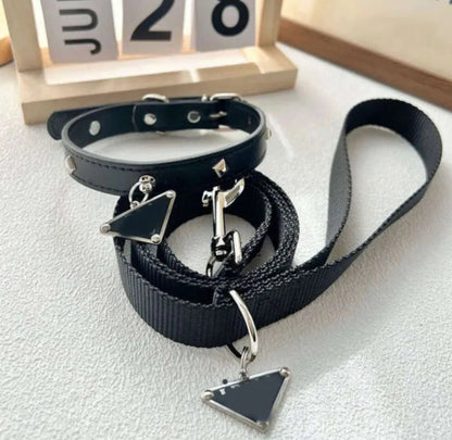 LUXURY BLACK COLLAR & LEASH SET