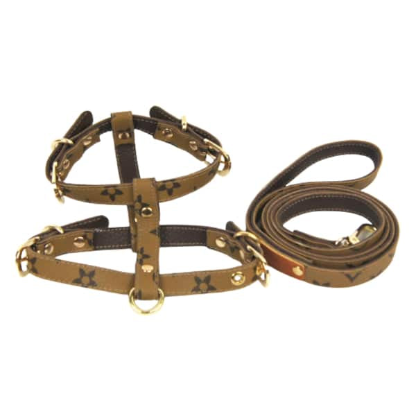 DINA Harness & Leash Set – Brown Faux Leather Luxury