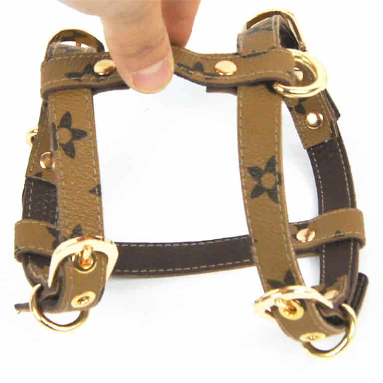 DINA Harness & Leash Set – Brown Faux Leather Luxury