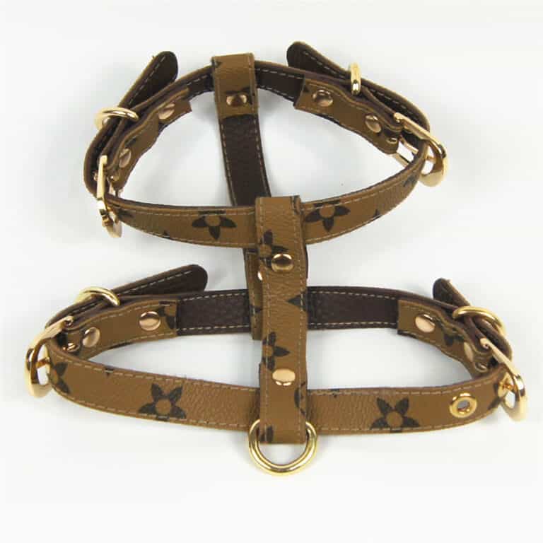 DINA Harness & Leash Set – Brown Faux Leather Luxury